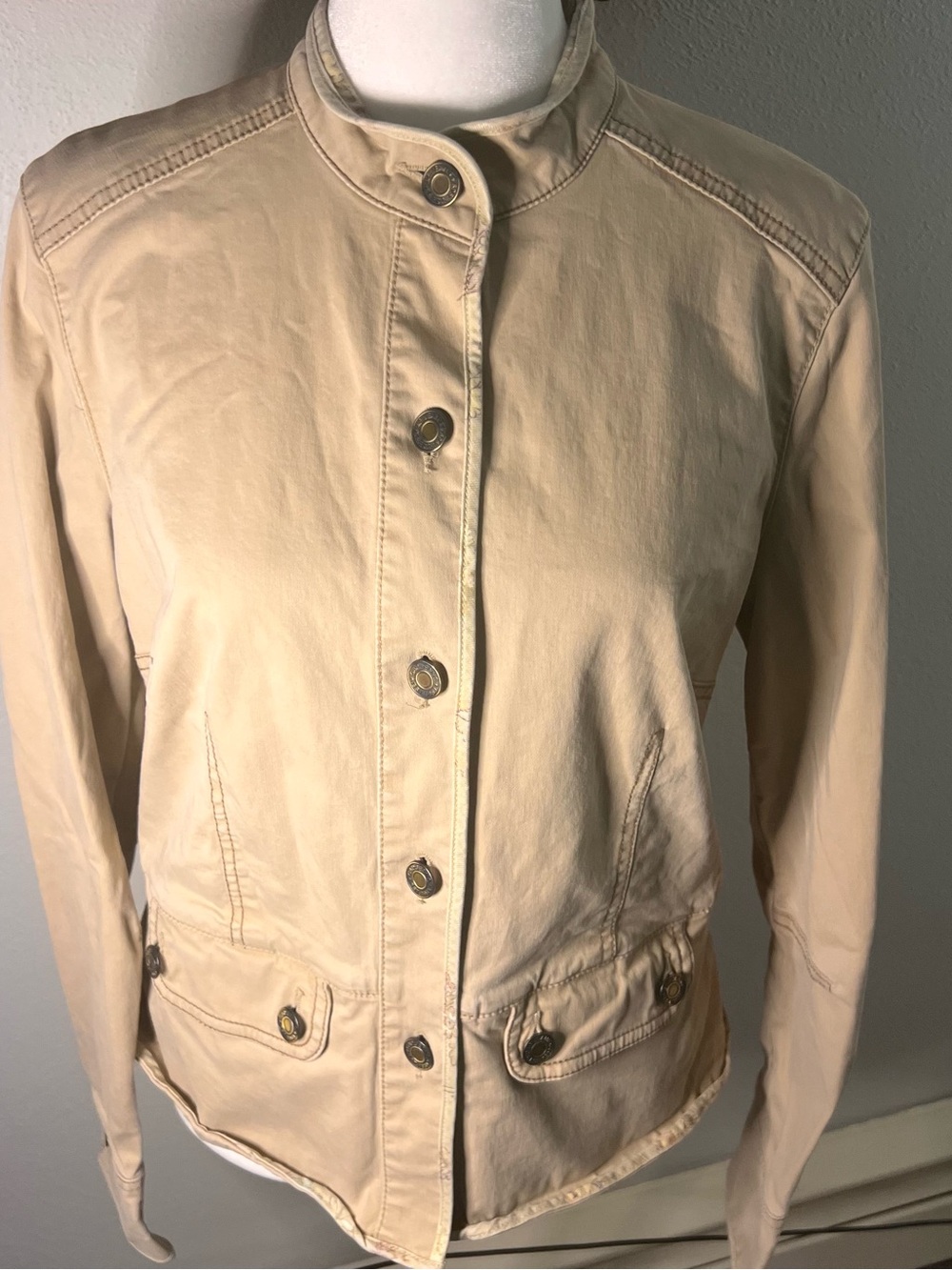 GAP Y2K 2005 Tan Button-Front Utility Jacket